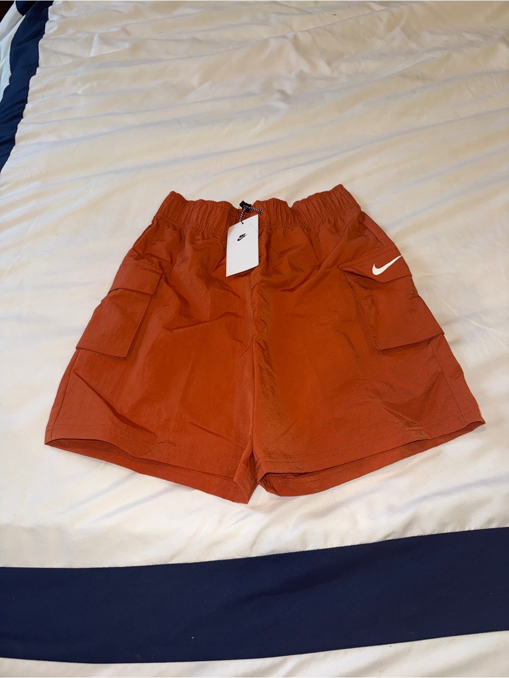 NWT Nike Rust Orange Athletic Cargo Shorts with Swoosh XS